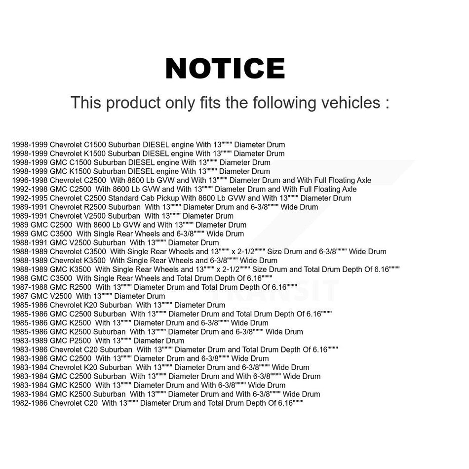 Rear Brake Drum Shoes And Spring Kit For Chevrolet C2500 K1500 Suburban GMC C1500 C20 C3500 K2500 K3500 V2500 K20 R2500 G3500 P2500 K8N-100299