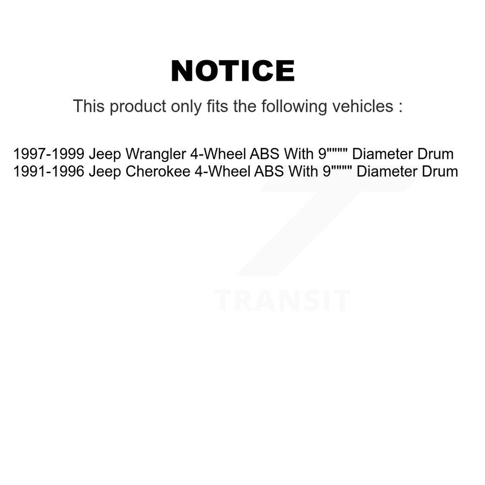 Rear Brake Drum Shoes Spring And Cylinders Kit For Jeep Wrangler Cherokee With 9" Diameter 4-Wheel ABS K8N-100405