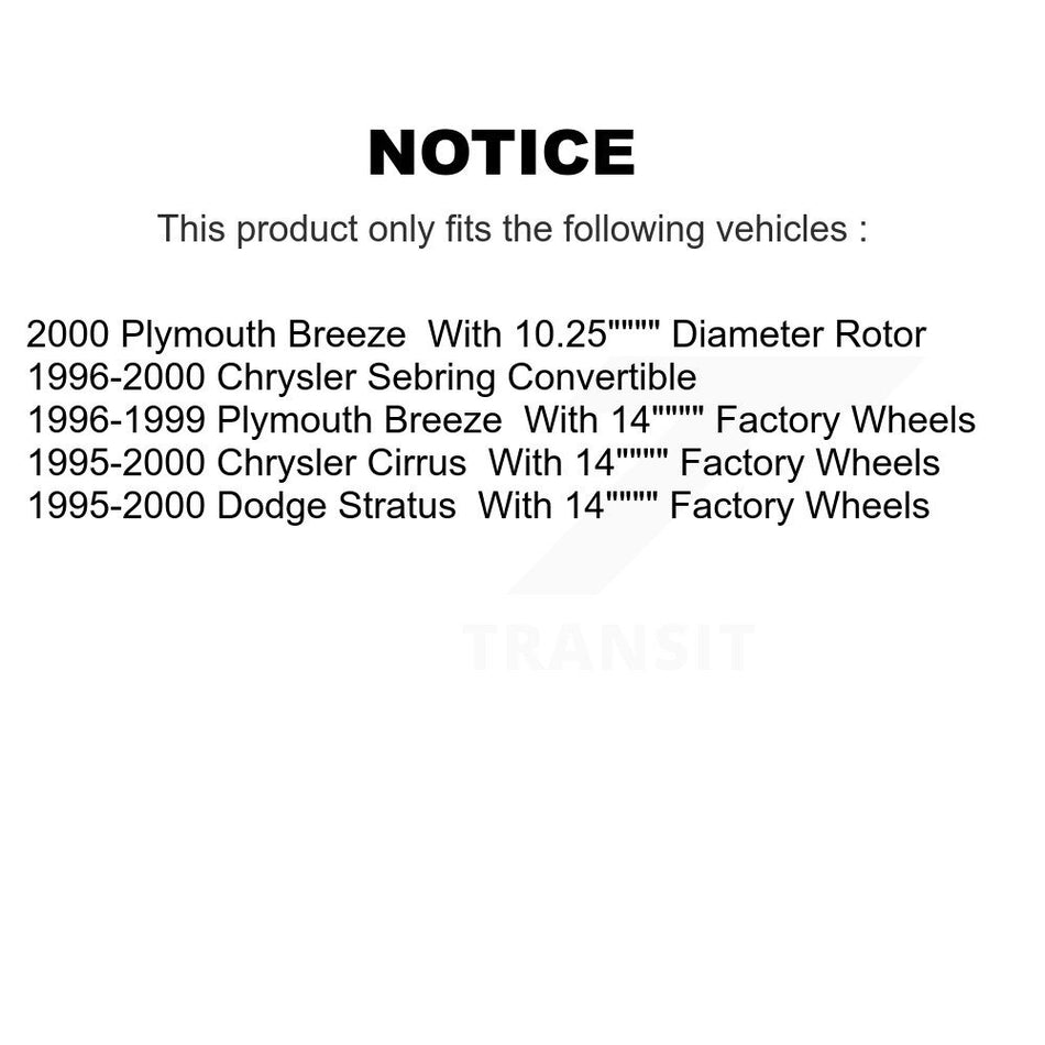 Front Disc Brake Rotors And Semi-Metallic Pads Kit For Chrysler Sebring Dodge Stratus Cirrus Plymouth Breeze K8S-100191