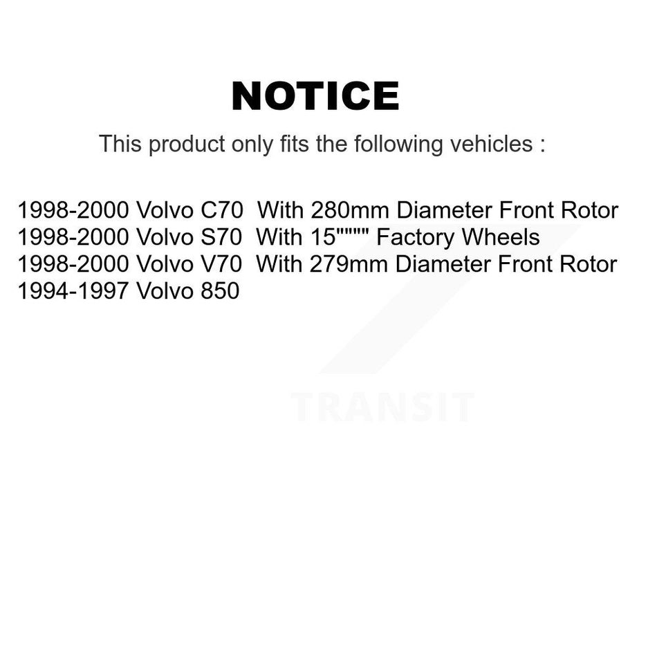Front Disc Brake Rotors And Semi-Metallic Pads Kit For Volvo S70 850 V70 C70 K8S-100296
