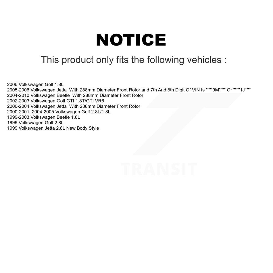 Front Disc Brake Rotors And Semi-Metallic Pads Kit For Volkswagen Jetta Beetle Golf K8S-100342