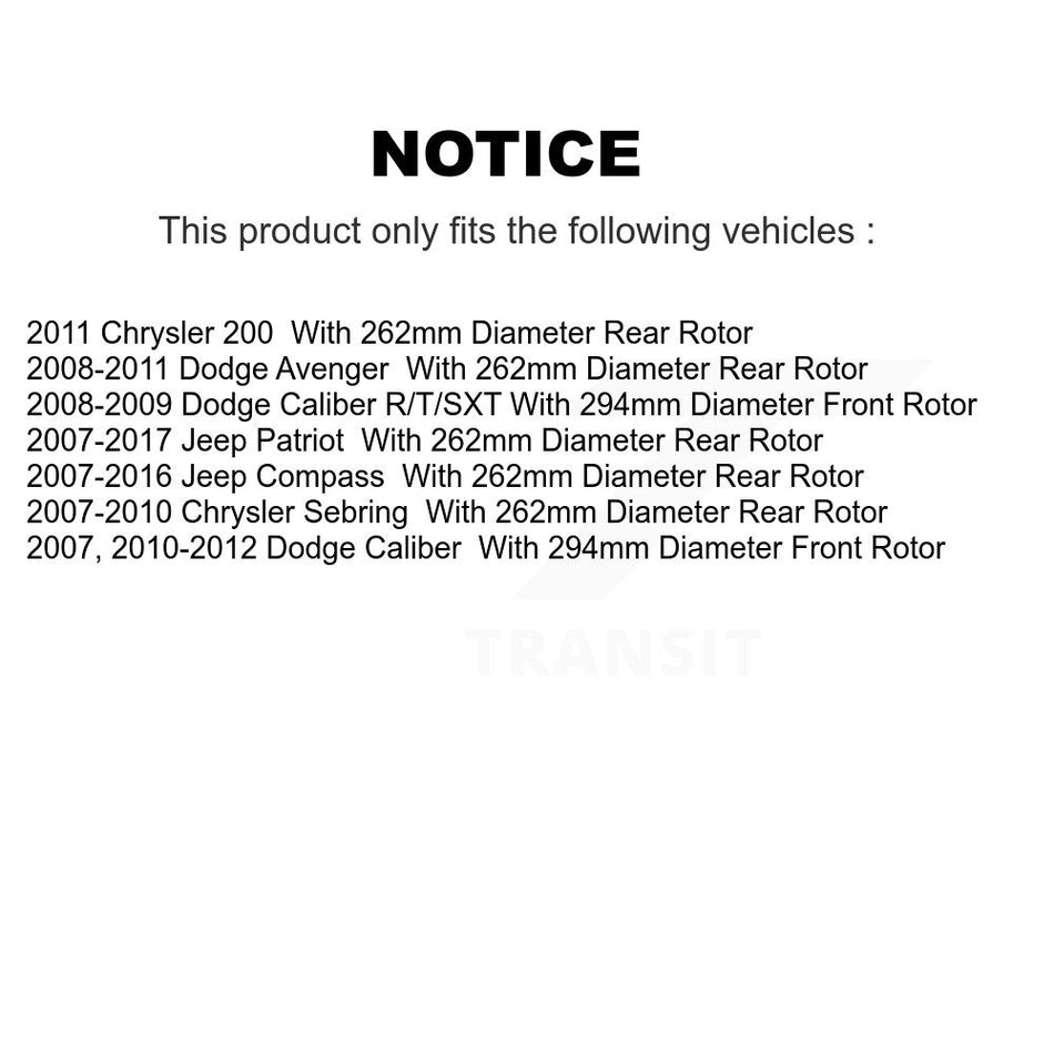 Front Rear Disc Brake Rotors And Semi-Metallic Pads Kit For Jeep Patriot Dodge Compass Caliber Chrysler Avenger Sebring 200 K8S-100996