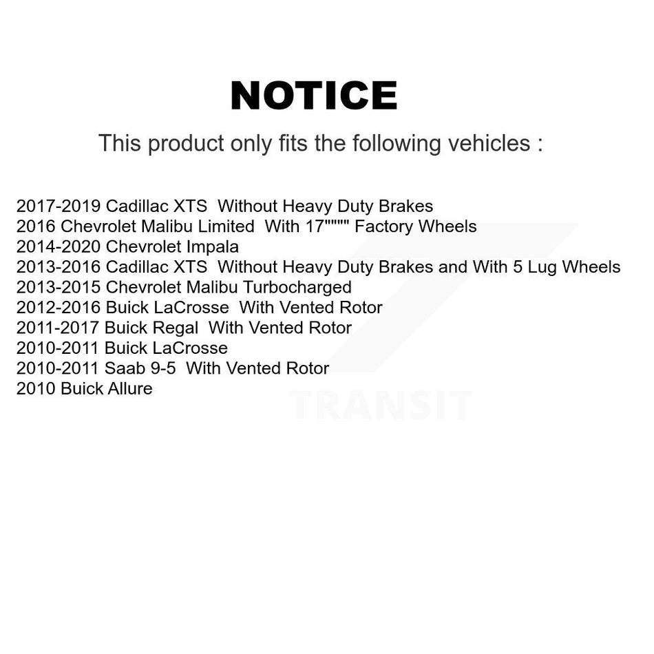 Rear Disc Brake Rotors And Semi-Metallic Pads Kit For Chevrolet Malibu Buick Impala LaCrosse Regal Cadillac XTS Limited Saab 9-5 Allure K8S-101572