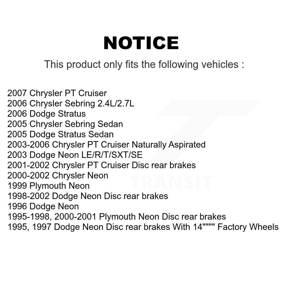 Rear Disc Brake Rotors And Semi-Metallic Pads Kit For Chrysler PT Cruiser Dodge Neon Sebring Stratus Plymouth K8S-101651