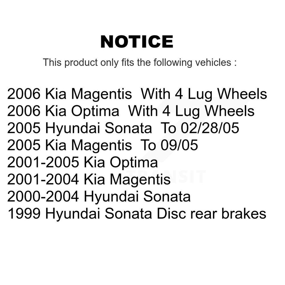 Rear Disc Brake Rotors And Semi-Metallic Pads Kit For Hyundai Sonata Kia Optima Magentis K8S-101758