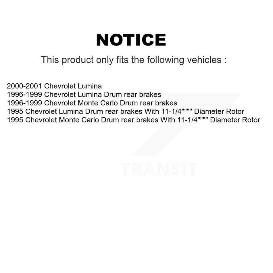 Front Rear Disc Brake Rotors Semi-Metallic Pads And Drum Kit (7Pc) For Chevrolet Lumina Monte Carlo K8S-101996