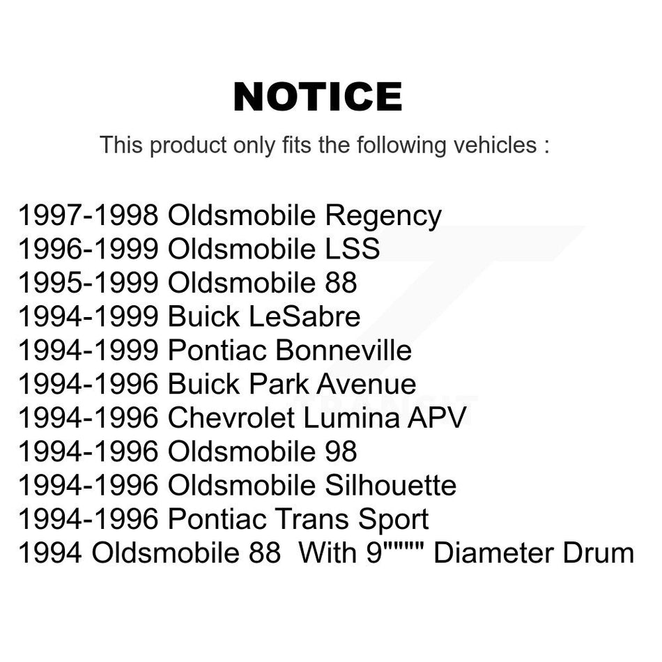 Front Rear Disc Brake Rotors Semi-Metallic Pad & Drum Kit (7Pc) For Buick LeSabre Oldsmobile 88 Pontiac Bonneville Park Avenue 98 Chevrolet Lumina APV Regency LSS Trans Sport K8S-101998