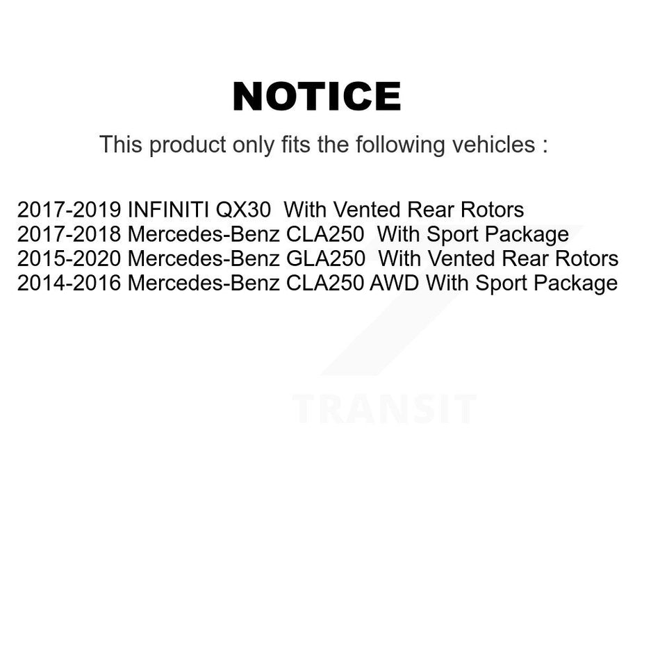 Rear Disc Brake Rotors And Semi-Metallic Pads Kit For Mercedes-Benz GLA250 CLA250 INFINITI QX30 K8S-102989