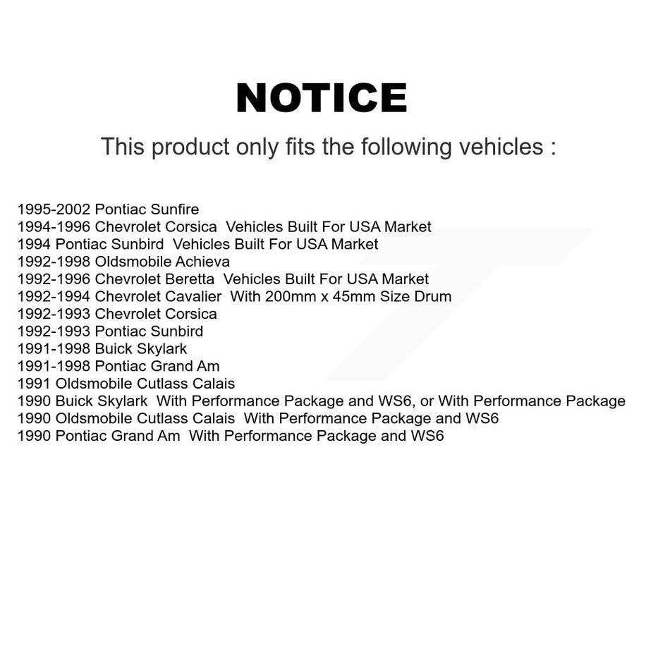 Front Rear Brake Rotors Semi-Metallic Pad Drum Kit For Pontiac Sunfire Chevrolet Grand Am K8S-103293