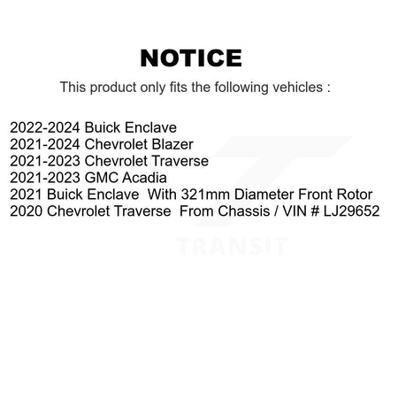 Front Brake Rotors & Semi-Metallic Pad Kit For Chevrolet Traverse Blazer GMC Acadia Buick K8S-103966