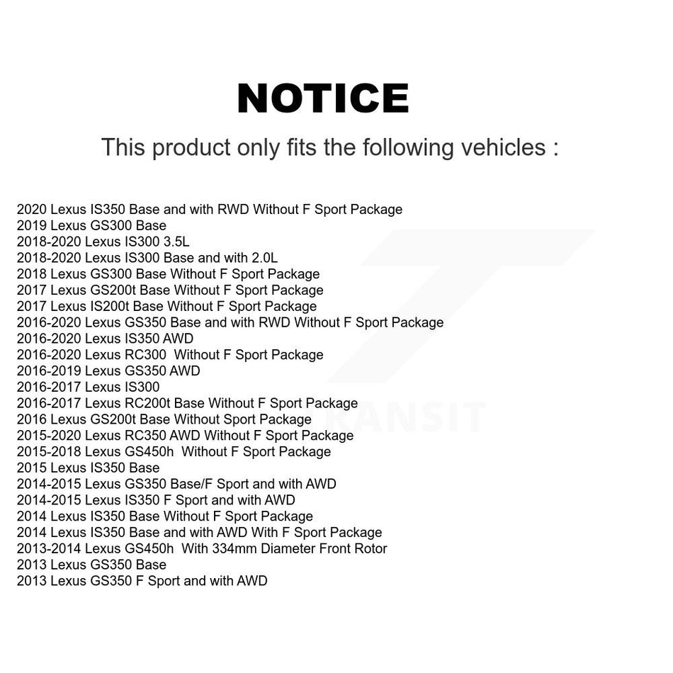 Front Rear Disc Brake Rotor Semi-Metallic Pad Kit (6Pc) For Lexus IS300 IS350 GS350 RC350 K8S-104094