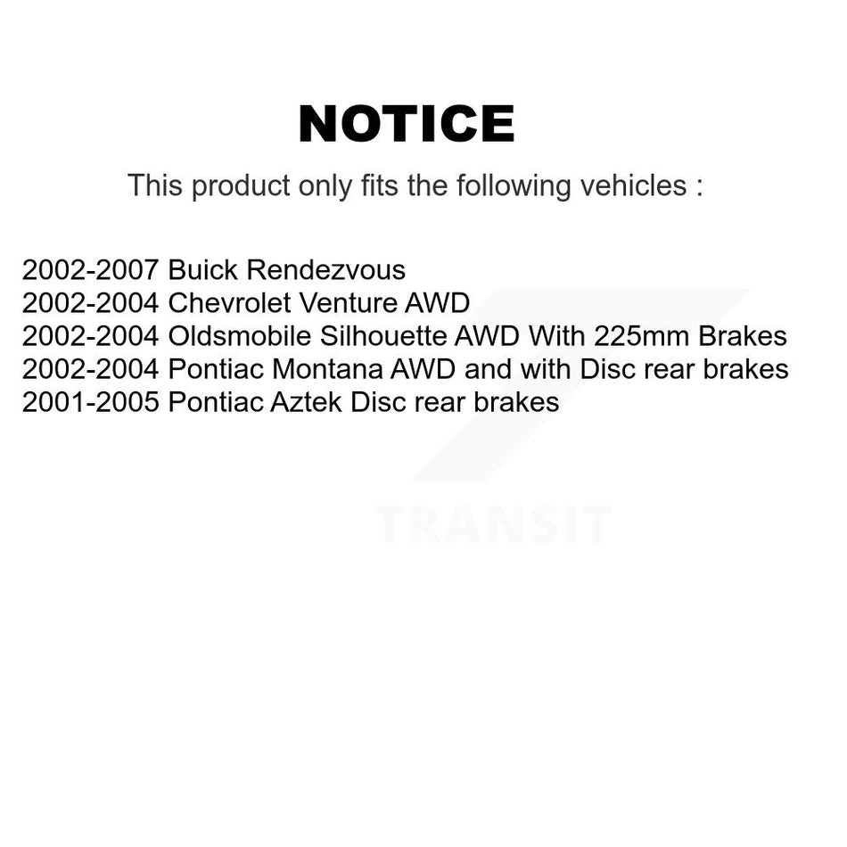 Rear Disc Rotors Semi-Metallic Pads Parking Shoes Hardware Kit For Buick Rendezvous Aztek K8S-104749