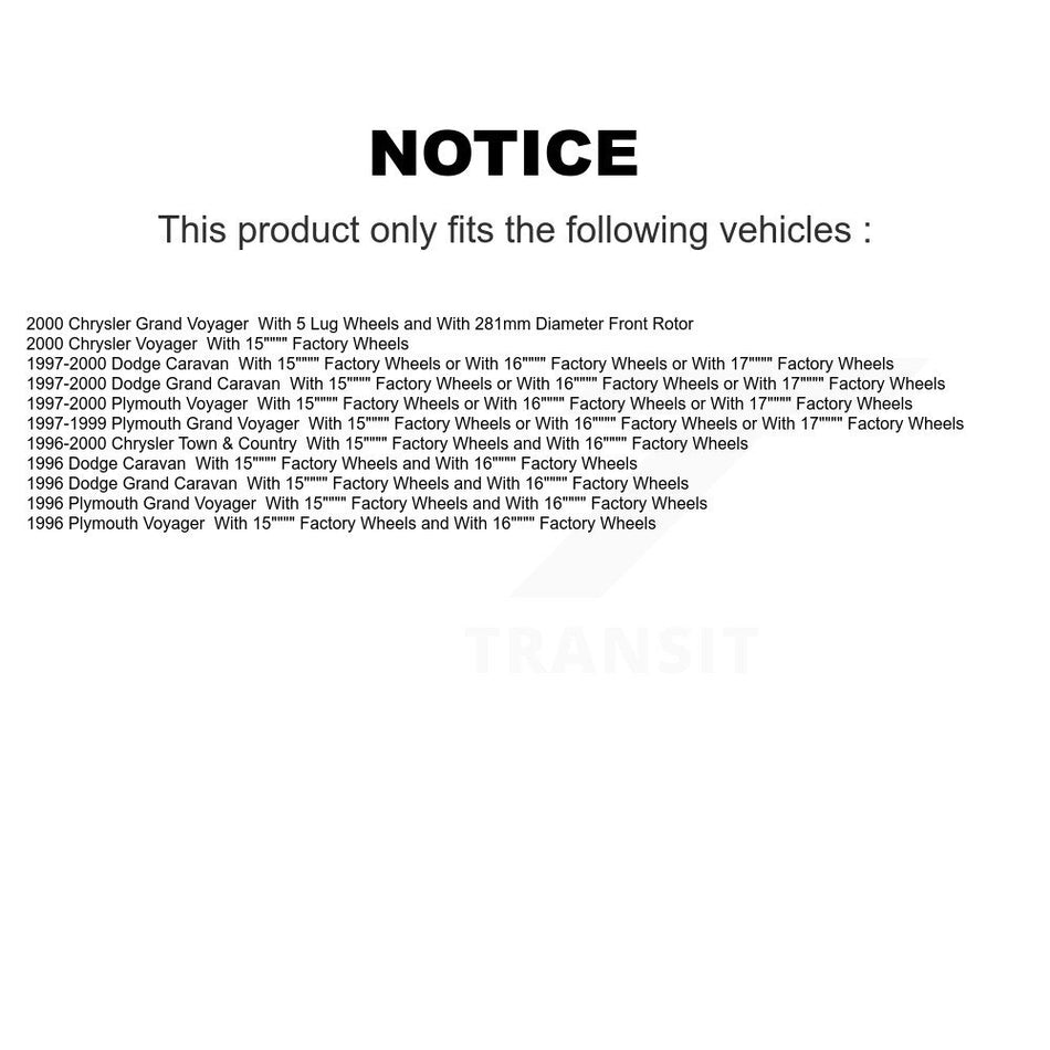 Front Rear Brake Rotor Semi-Metallic Pad Drum Kit For Dodge Caravan Grand Plymouth Town & K8S-105035