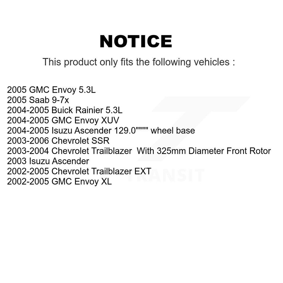 Front Disc Brake Rotors And Ceramic Pads Kit For Chevrolet Trailblazer GMC EXT Envoy XL Buick Rainier XUV SSR Isuzu Ascender Saab 9-7x K8T-100027