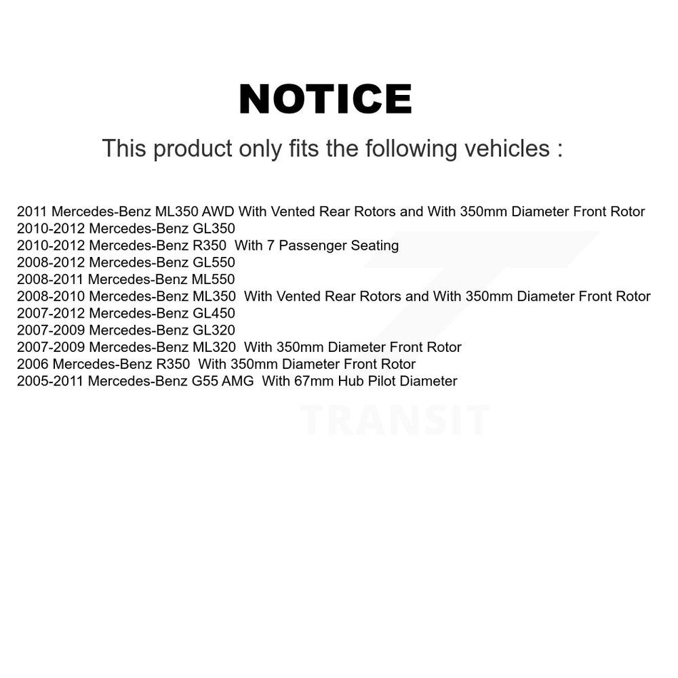 Front Disc Brake Rotors And Ceramic Pads Kit For Mercedes-Benz ML350 GL450 R350 GL550 ML320 GL350 ML550 GL320 K8T-100477