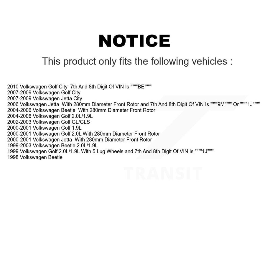 Front Rear Disc Brake Rotors And Ceramic Pads Kit For Volkswagen Beetle Jetta Golf City K8T-101147