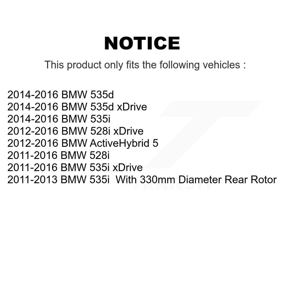 Rear Disc Brake Rotors And Ceramic Pads Kit For BMW 528i 535i xDrive 535d ActiveHybrid 5 K8T-102109