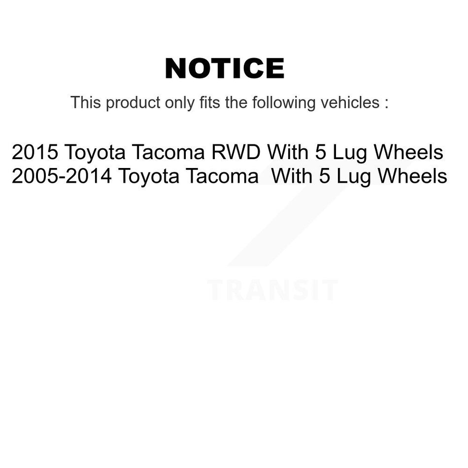 Front Rear Disc Brake Rotors Ceramic Pads And Drum Kit (9Pc) For Toyota Tacoma With 5 Lug Wheels K8T-102721