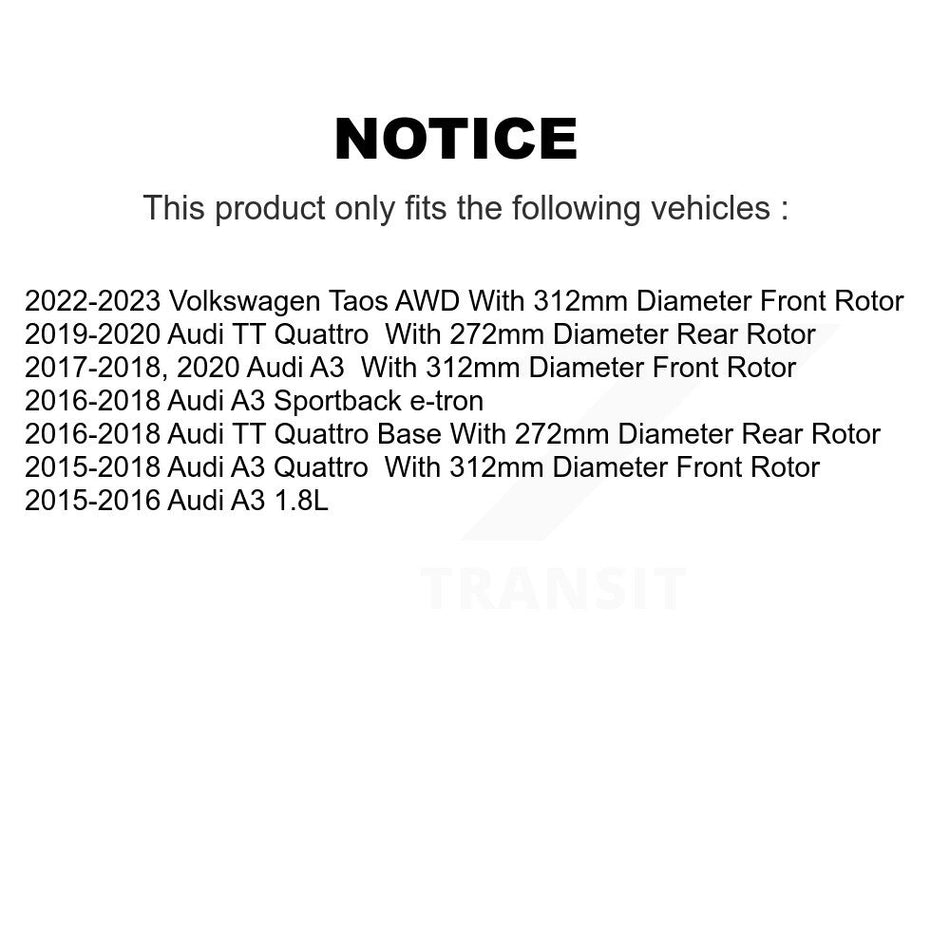 Front Rear Disc Brake Rotors And Ceramic Pads Kit For Audi A3 Quattro Sportback e-tron K8T-102870