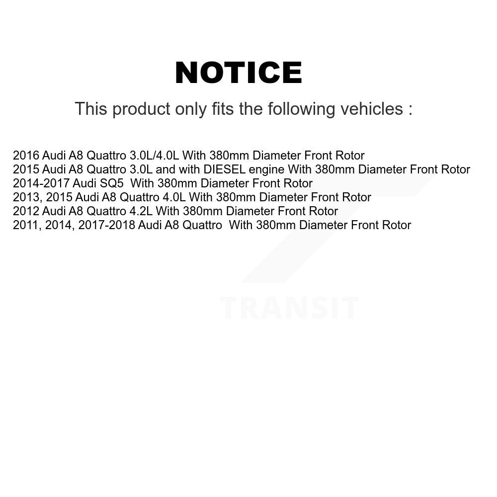 Front Brake Rotor Ceramic Pad Kit For Audi SQ5 A8 Quattro With 380mm Diameter K8T-104502