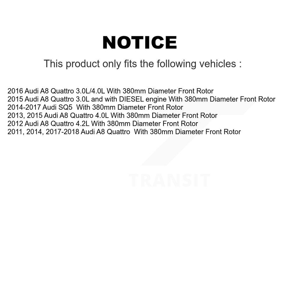 Front Brake Rotor Ceramic Pad Kit For Audi SQ5 A8 Quattro With 380mm Diameter K8T-104502