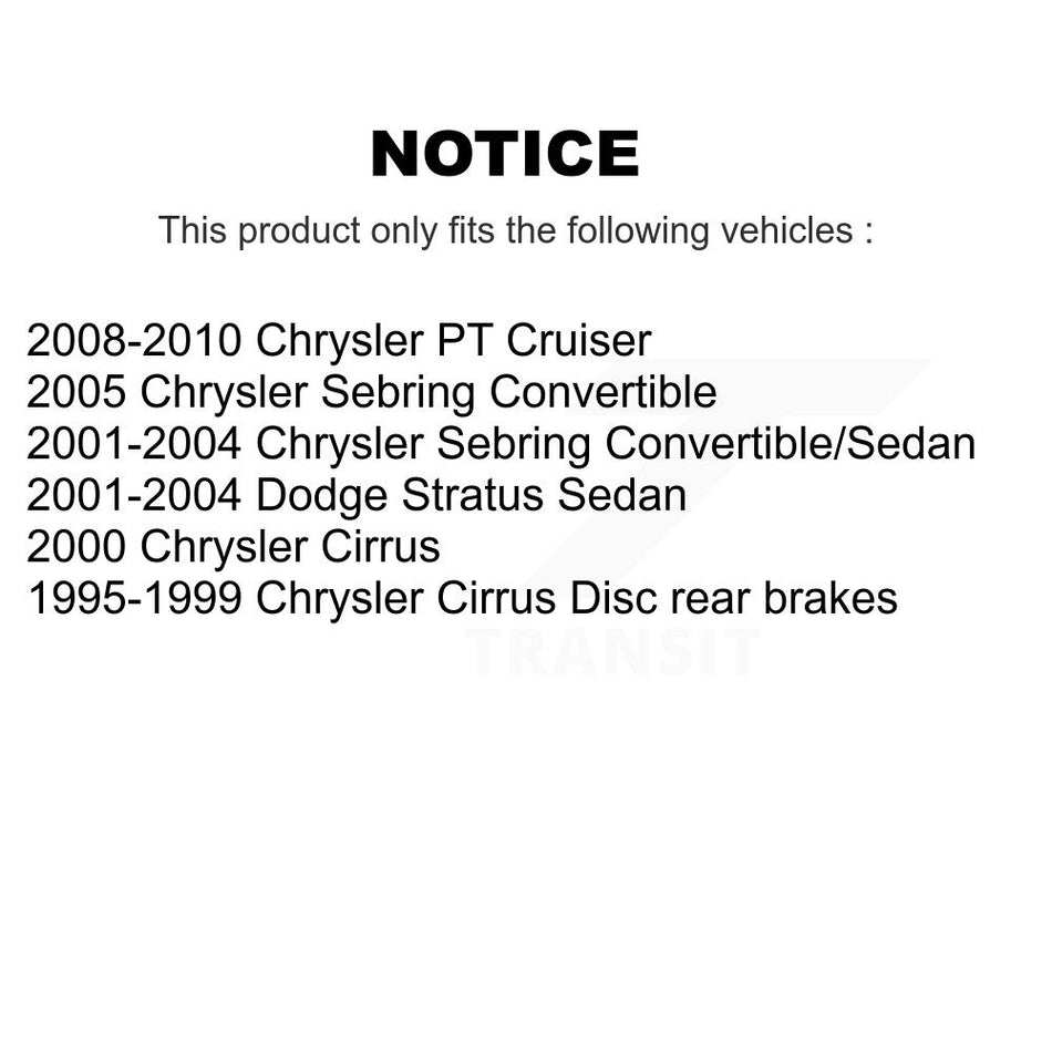 Rear Disc Rotors Ceramic Pads & Parking Shoes Kit For Chrysler Sebring PT Cruiser Cirrus K8T-105652