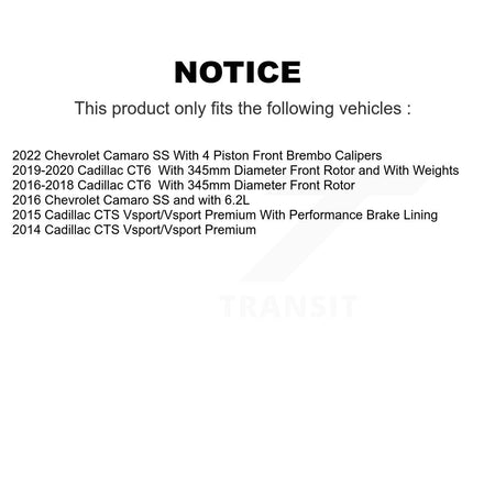 Front Disc Brake Rotors And Ceramic Pads Kit For Cadillac Chevrolet Camaro CTS CT6 K8T-105794