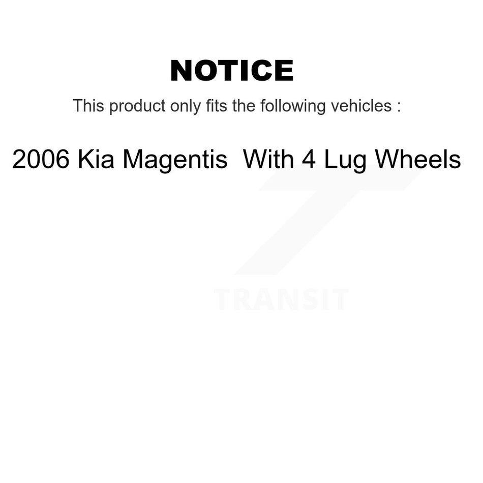 Rear Disc Rotors Ceramic Pads & Parking Shoes Kit For 2006 Kia Magentis With 4 Lug Wheels K8T-106014