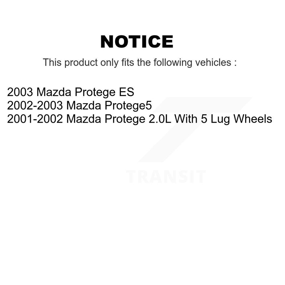 Front Wheel Bearing With Disc Brake Rotors And Ceramic Pads Kit For Mazda Protege Protege5 KBB-100033