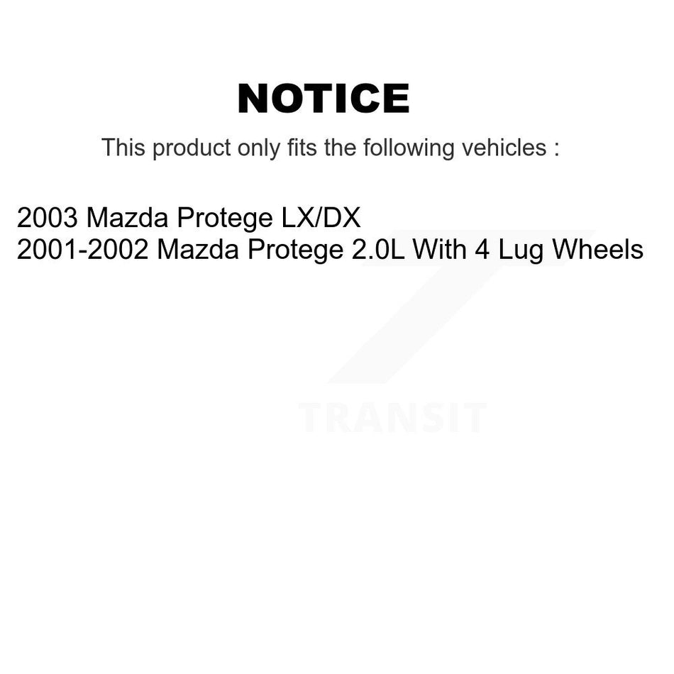 Front Wheel Bearing With Disc Brake Rotors And Ceramic Pads Kit For Mazda Protege KBB-100038
