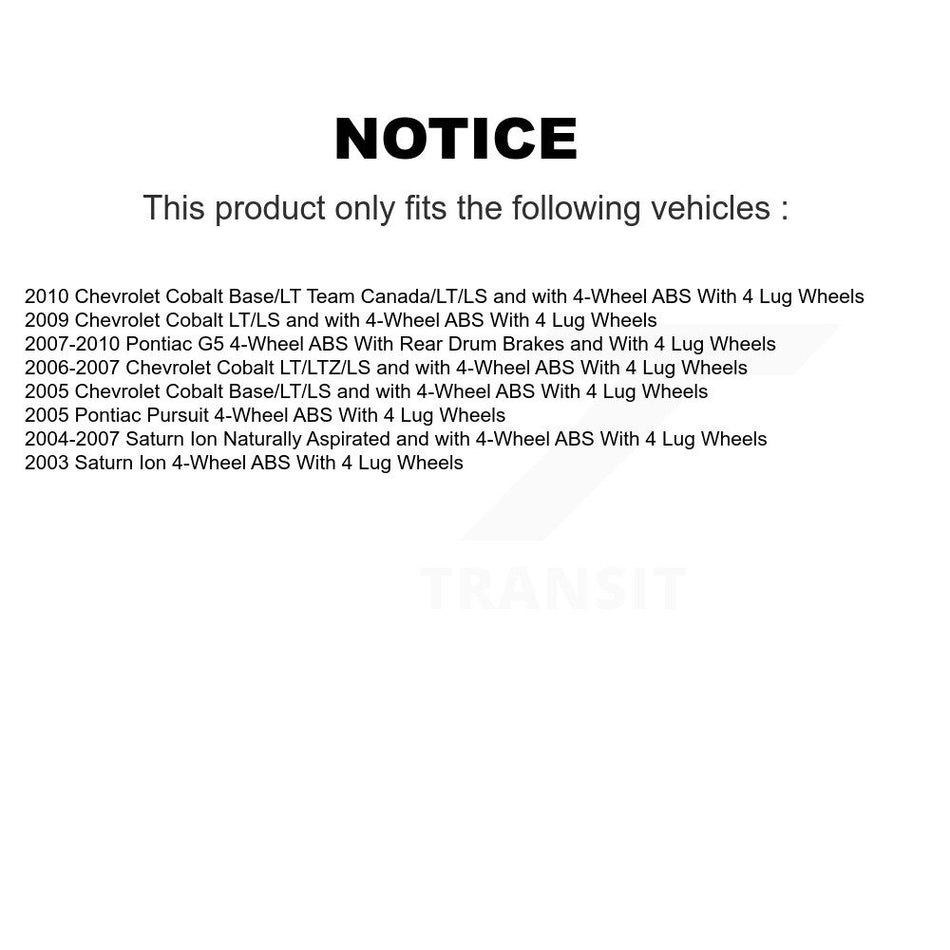 Front Hub Bearing Assembly With Disc Brake Rotors And Ceramic Pads Kit For Chevrolet Cobalt Saturn Ion Pontiac G5 Pursuit KBB-100488
