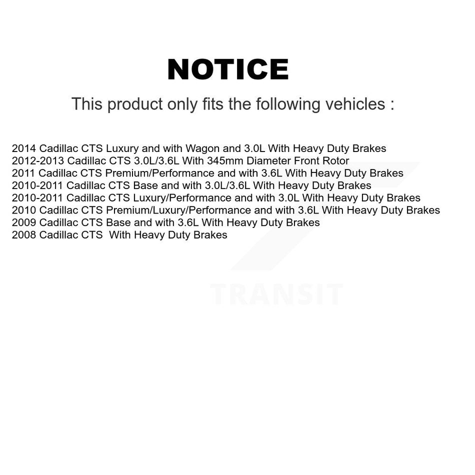 Front Hub Bearing Assembly With Disc Brake Rotors And Ceramic Pads Kit For Cadillac CTS KBB-100624