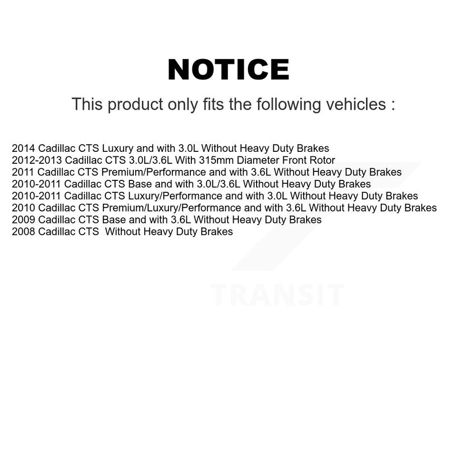 Front Hub Bearing Assembly With Disc Brake Rotors And Ceramic Pads Kit For Cadillac CTS KBB-100625