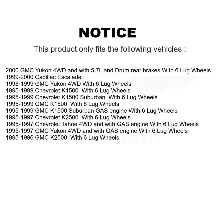 Front Hub Bearing Assembly With Disc Brake Rotors And Ceramic Pads Kit For Chevrolet K1500 GMC Suburban Tahoe Yukon K2500 Cadillac Escalade KBB-100783