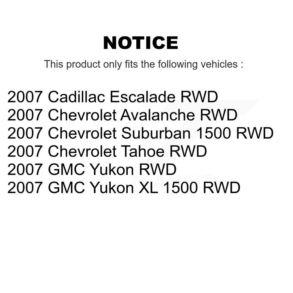 Front Hub Bearing Assembly With Disc Brake Rotors And Ceramic Pads Kit For 2007-2007 Chevrolet Tahoe GMC Suburban 1500 Yukon Avalanche XL Cadillac Escalade RWD KBB-100884