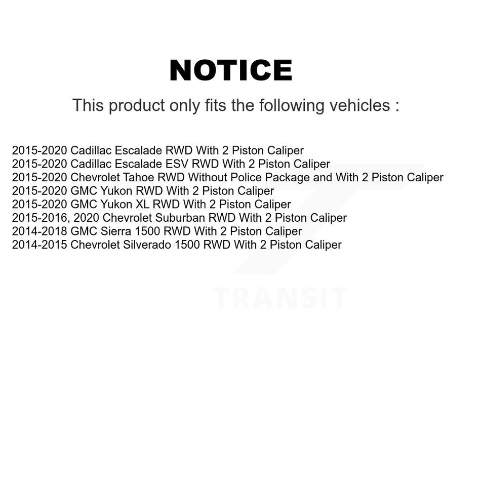 Front Hub Bearing Assembly With Disc Brake Rotors And Ceramic Pads Kit For Chevrolet Silverado 1500 GMC Sierra Tahoe Suburban Yukon Cadillac XL Escalade ESV LD RWD KBB-100931