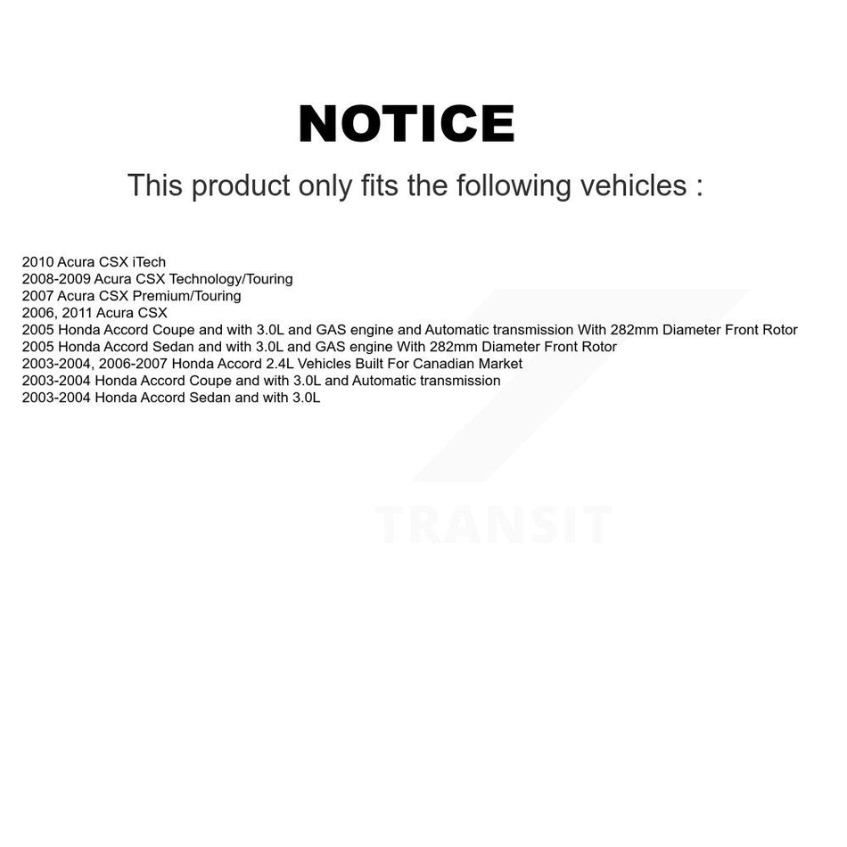 Front Wheel Bearing With Coated Drilled Slotted Disc Brake Rotors And Ceramic Pads Kit For Honda Accord Acura CSX KBB-101178