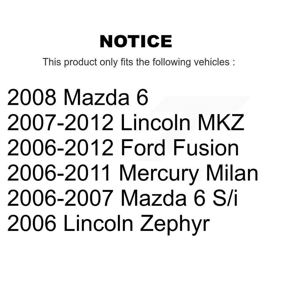 Front Wheel Bearing With Coated Disc Brake Rotors And Semi-Metallic Pads Kit For Ford Fusion Lincoln MKZ Mercury Milan Mazda 6 Zephyr KBB-101266