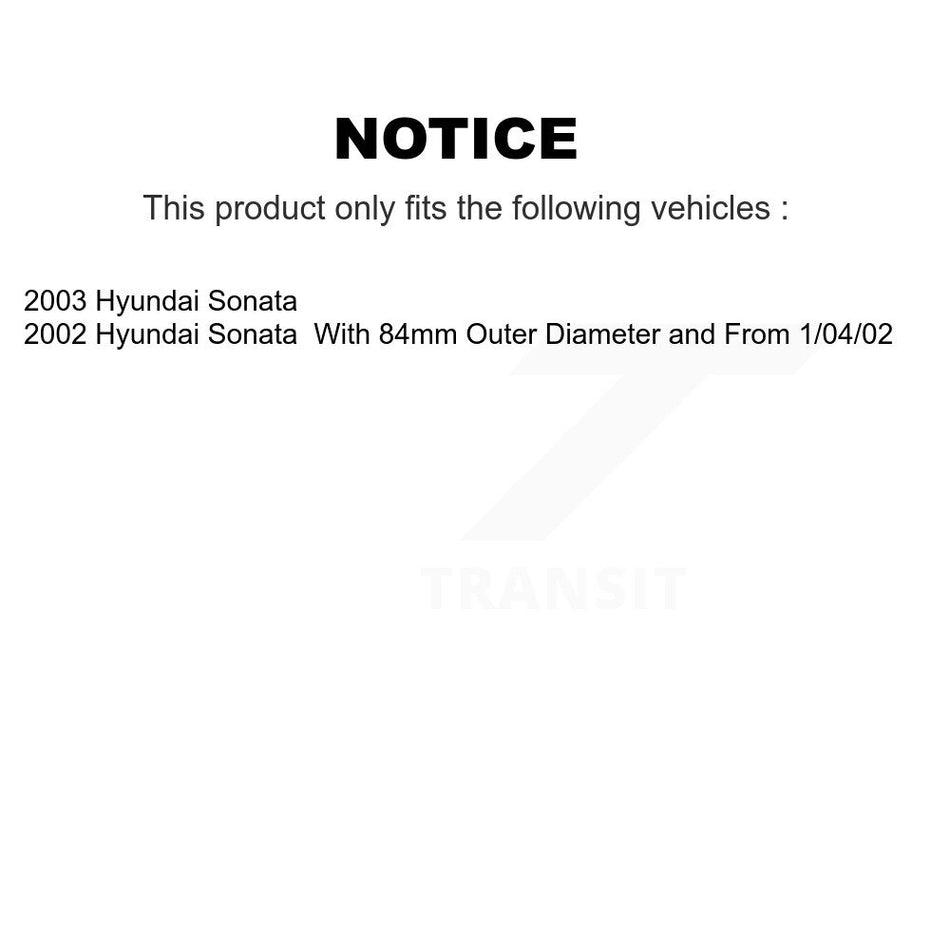 Front Wheel Bearing With Coated Disc Brake Rotors And Semi-Metallic Pads Kit For Hyundai Sonata KBB-101305
