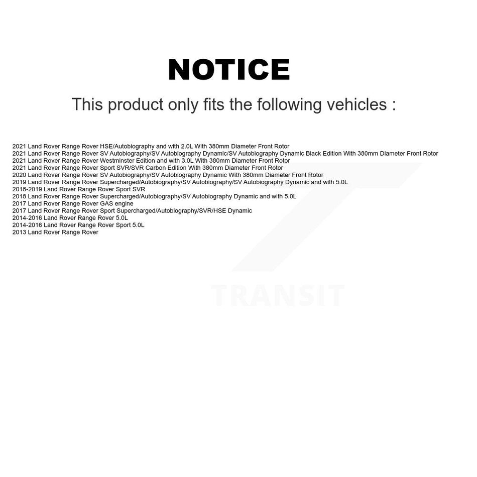 Front Wheel Bearing With Coated Disc Brake Rotors And Semi-Metallic Pads Kit For Land Rover Range Sport KBB-101410