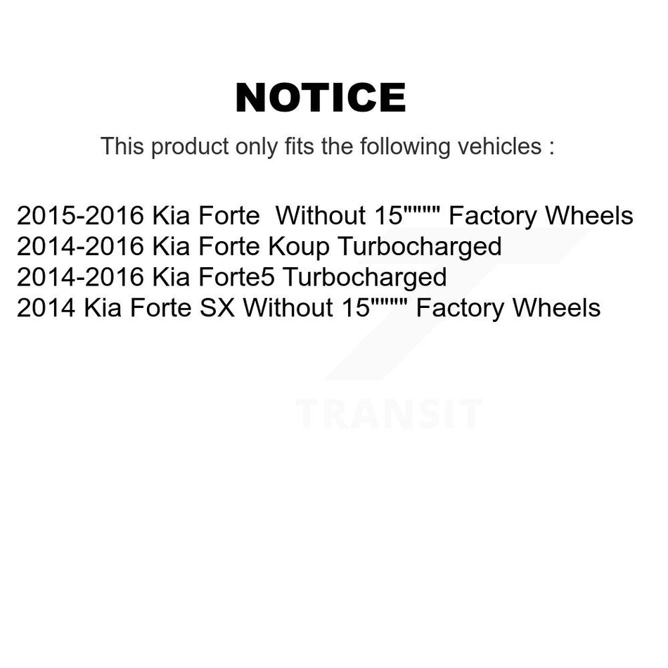 Front Wheel Bearing With Coated Disc Brake Rotors And Semi-Metallic Pads Kit For Kia Forte Forte5 Koup KBB-101447