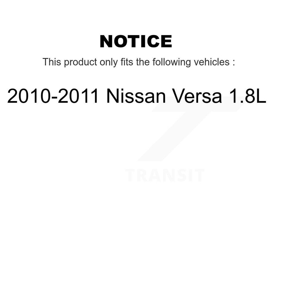 Front Wheel Bearing With Coated Disc Brake Rotors And Semi-Metallic Pads Kit For 2010-2011 Nissan Versa 1.8L KBB-101506