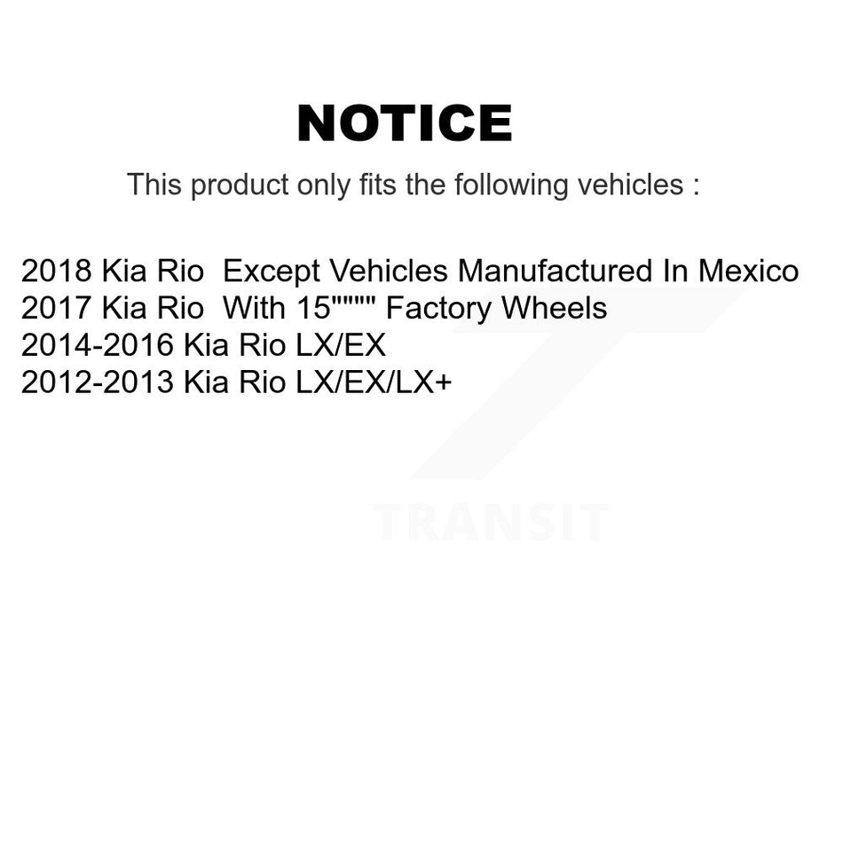 Front Wheel Bearing With Coated Disc Brake Rotors And Semi-Metallic Pads Kit For Kia Rio KBB-101533