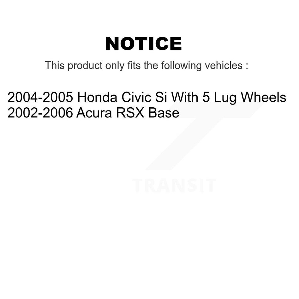 Front Wheel Bearing With Coated Disc Brake Rotors And Semi-Metallic Pads Kit For Honda Civic Acura RSX KBB-101623