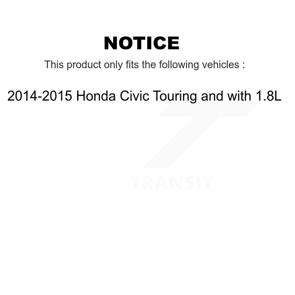 Front Wheel Bearing With Coated Disc Brake Rotors And Semi-Metallic Pads Kit For 2014-2015 Honda Civic Touring KBB-101723