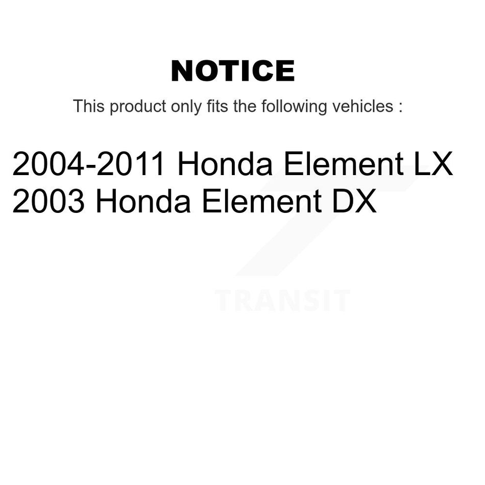 Front Wheel Bearing With Coated Disc Brake Rotors And Ceramic Pads Kit For Honda Element KBB-101916