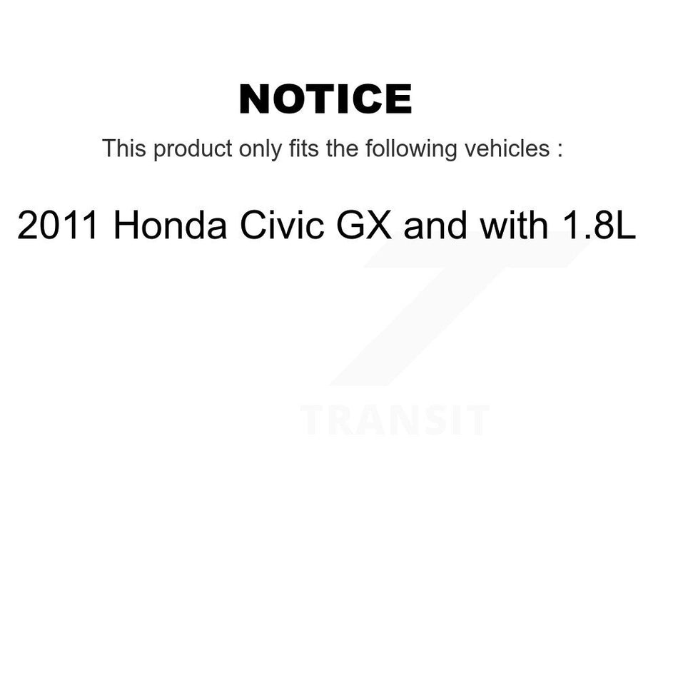 Front Wheel Bearing With Coated Disc Brake Rotors And Ceramic Pads Kit For 2011 Honda Civic GX KBB-102025