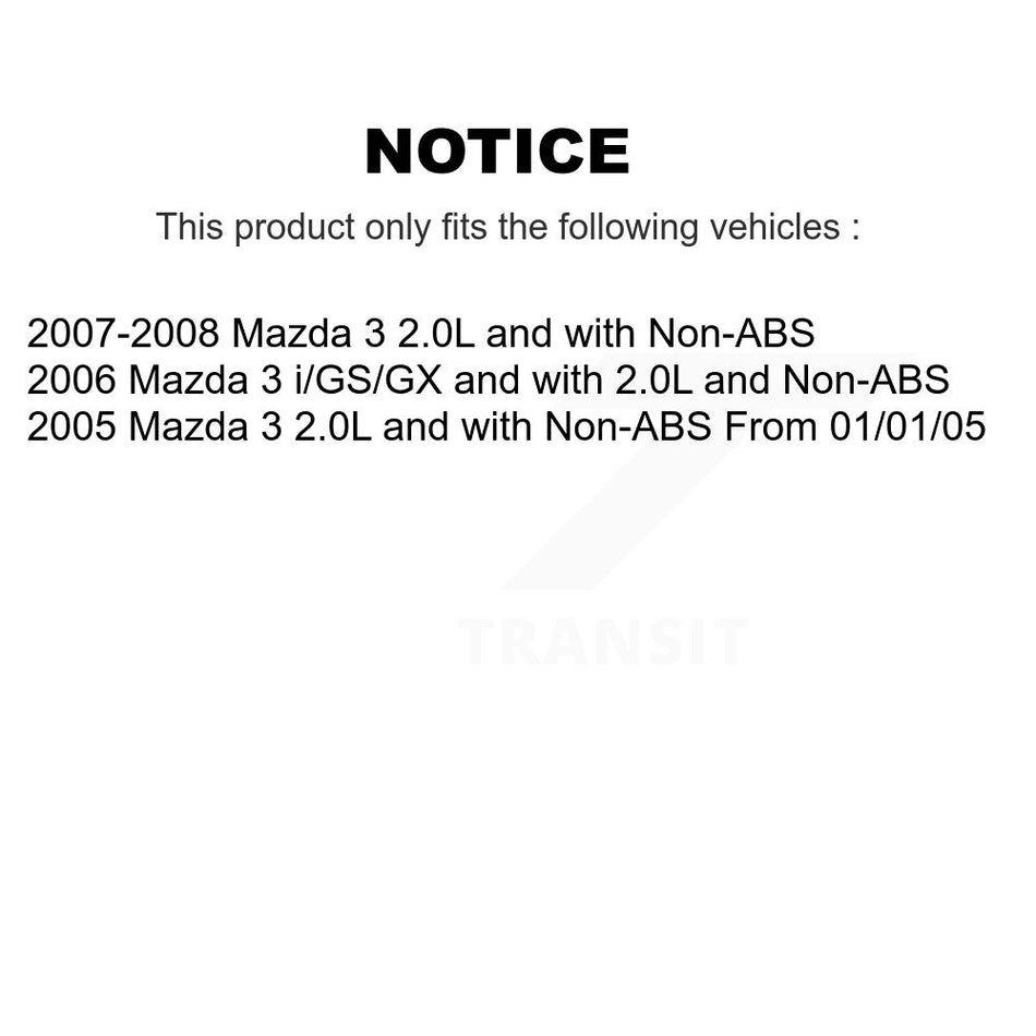 Front Wheel Bearing With Disc Brake Rotors And Semi-Metallic Pads Kit For Mazda 3 KBB-102186