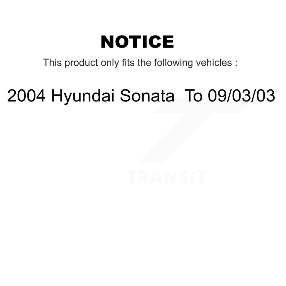 Front Wheel Bearing With Disc Brake Rotors And Semi-Metallic Pads Kit For 2004 Hyundai Sonata To 09 03 KBB-102231