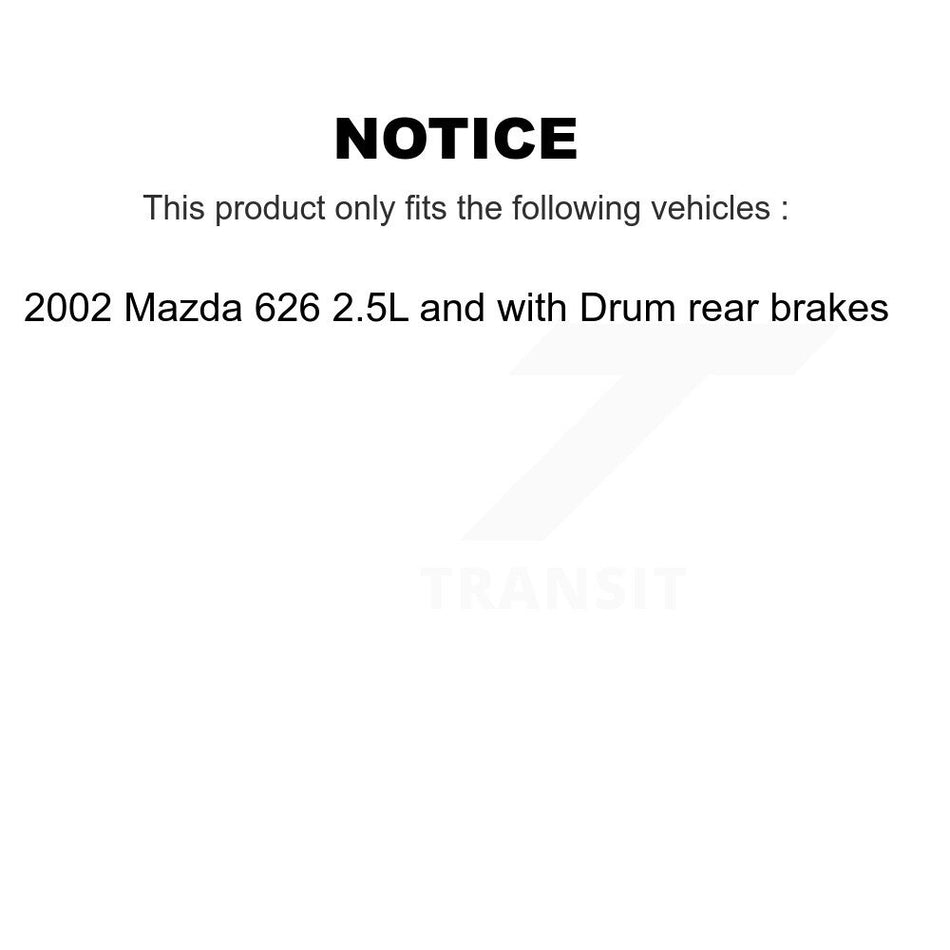 Front Wheel Bearing With Disc Brake Rotors And Semi-Metallic Pads Kit For 2002 Mazda 626 2.5L with Drum rear brakes KBB-102523